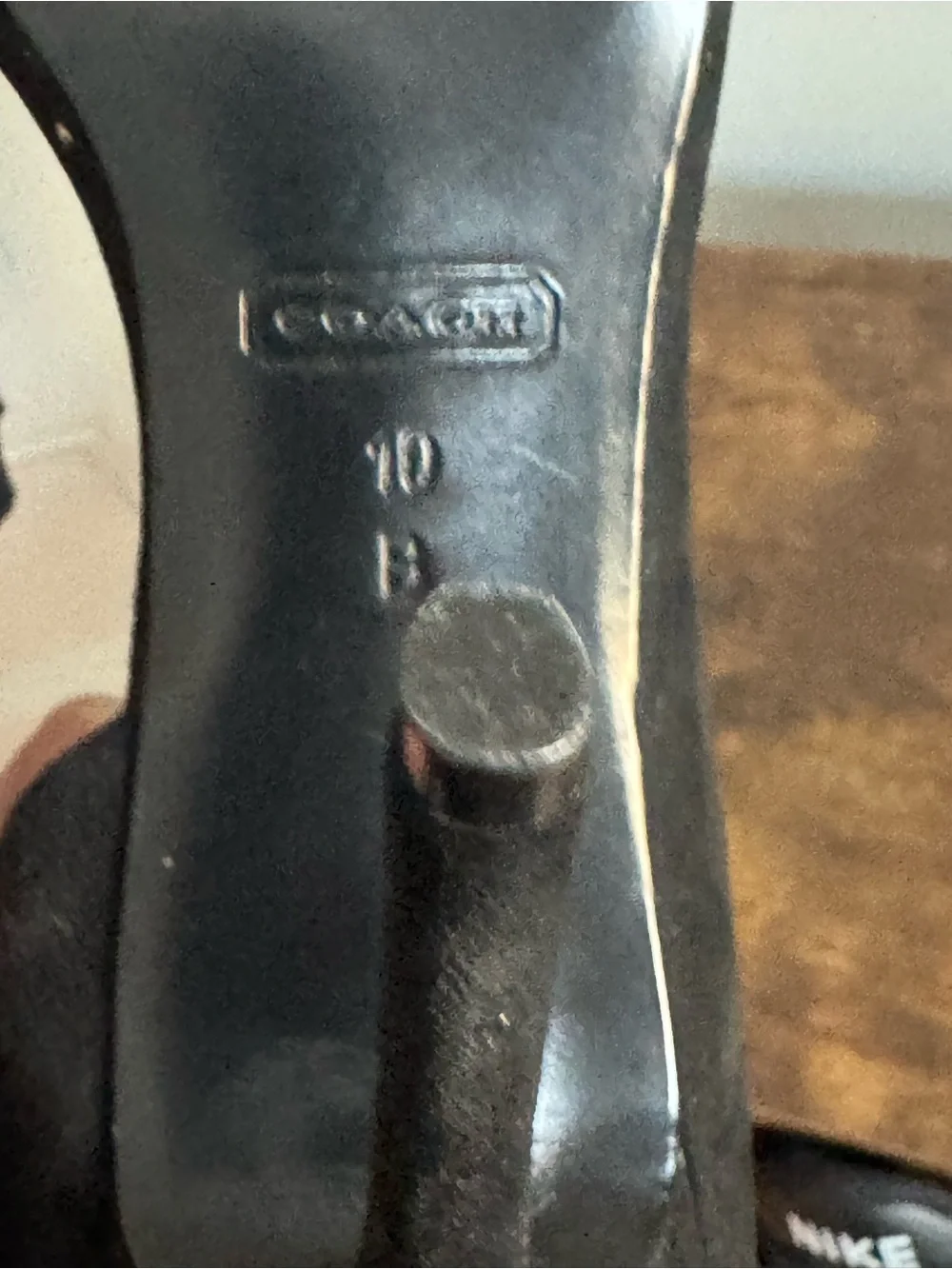 Coach Black Suede Peep-Toe Pumps with Gold Accent size 10
